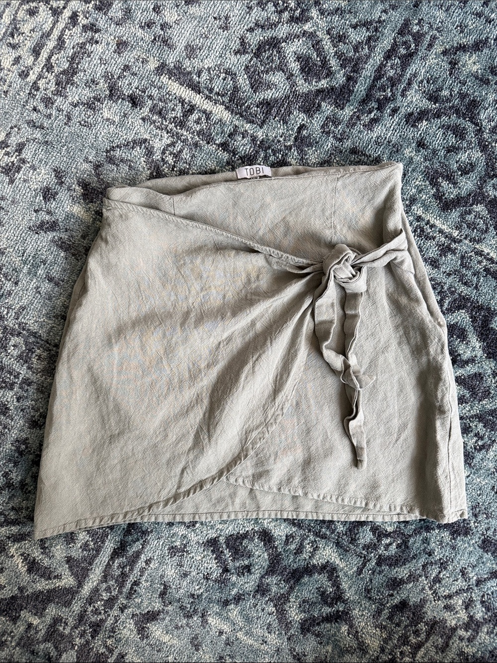 TOBI Wrap-Front Mini Skirt in Light Green
